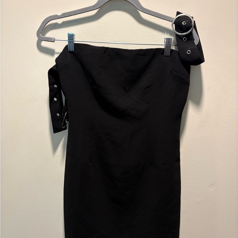 3/$30 Forever 21 Edgy Buckle Strap Strapless Mini Dress | Black Size M